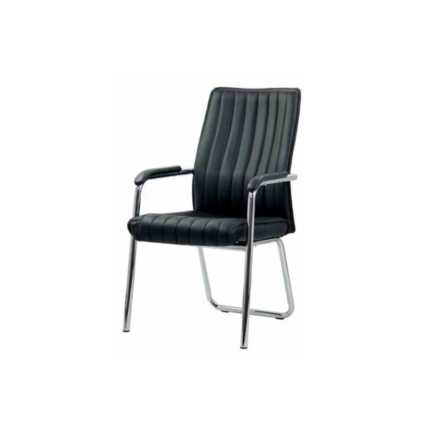 Scaun vizitator hrc 614, ergonomic, piele ecologica, cromat, brate tapitate, 120 kg drm1588