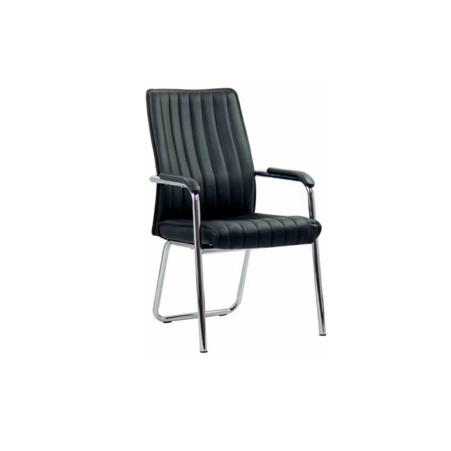 Scaun vizitator hrc 614, ergonomic, piele ecologica, cromat, brate tapitate, 120 kg drm1588