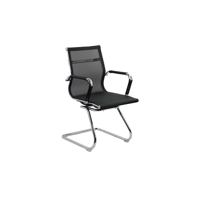 Scaun vizitator off 804, ergonomic, mesh, cadru cromat, 110 kg, negru drm1660