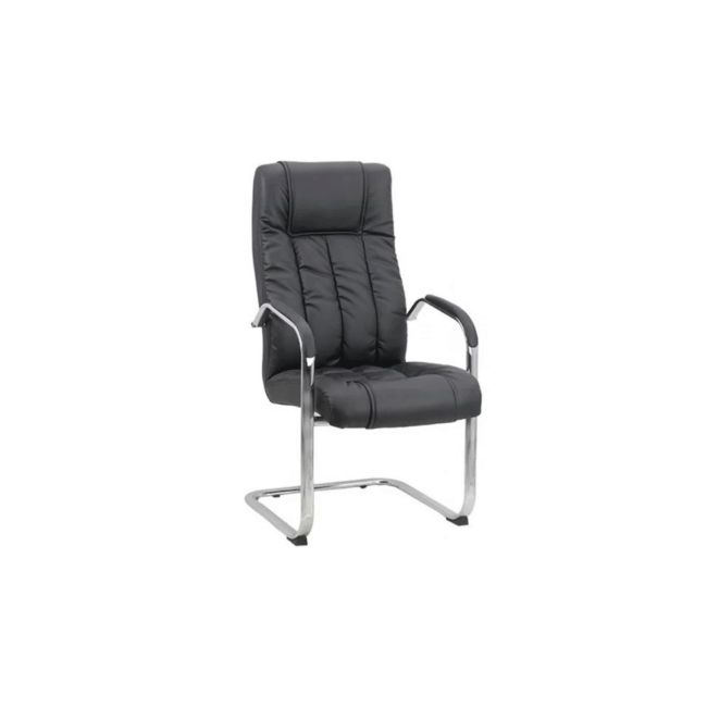 Scaun vizitator de birou off 8115, ergonomic, piele ecologica, cadru cromat tip sanie, 120 kg drm1595