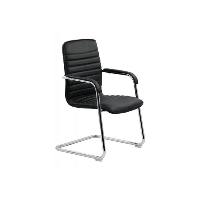 Scaun vizitator off 835, piele ecologica, cadru cromat tip sanie, 120 kg drm1587