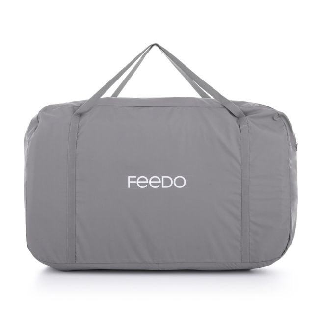 Feedo - Patut co-sleeper, Pliabil, Reglabil in 5 pozitii, Cu laterala detasabila, Include geanta de transport si salteluta, Cu roti, Greutate maxima suportata 9 kg, 0-5 luni, Gri BYN925112