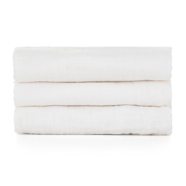 Feedo - Set 3 scutece din muselina, Multifunctionale, Din bumbac certificat Oeko-Tex Standard 100, 68x68 cm, 0 luni+, Alb BYN230202