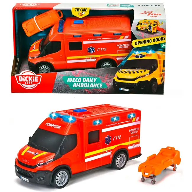 Masina ambulanta dickie toys iveco daily ambulance 1:32 18 cm rosu hubs203713014028