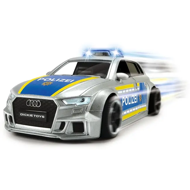 Masina de politie dickie toys audi rs3 1:32 15 cm cu lumini, sunete si accesorii hubs203713016028