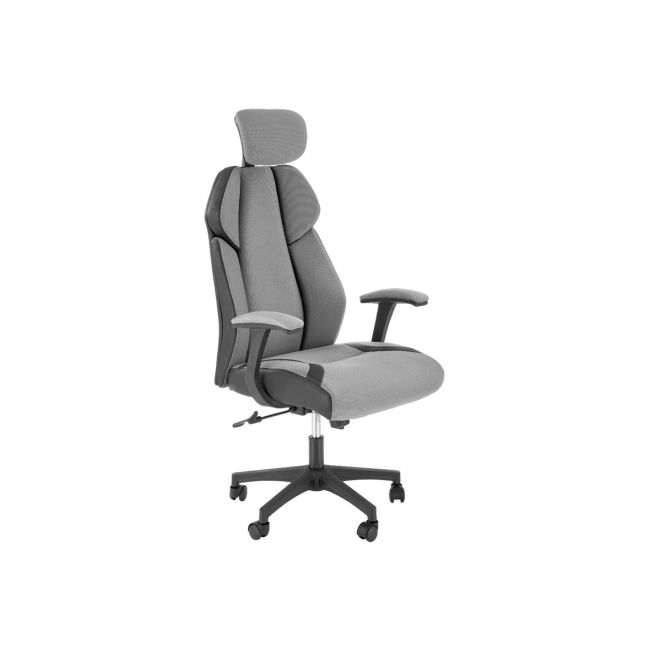 Scaun directorial hm chrono, suport lombar, mecanism de balans, tetiera reglabila, piele ecologica/stofa, 120 kg, gri/negru drm10152