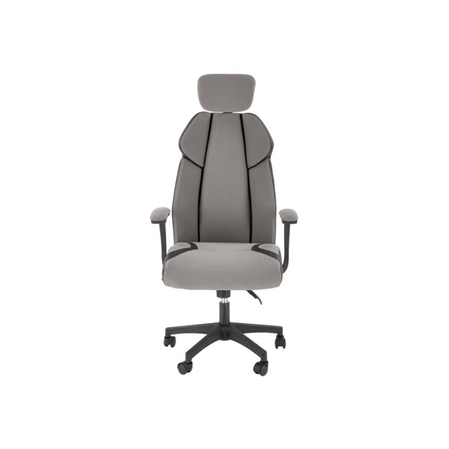 Scaun directorial hm chrono, suport lombar, mecanism de balans, tetiera reglabila, piele ecologica/stofa, 120 kg, gri/negru drm10152