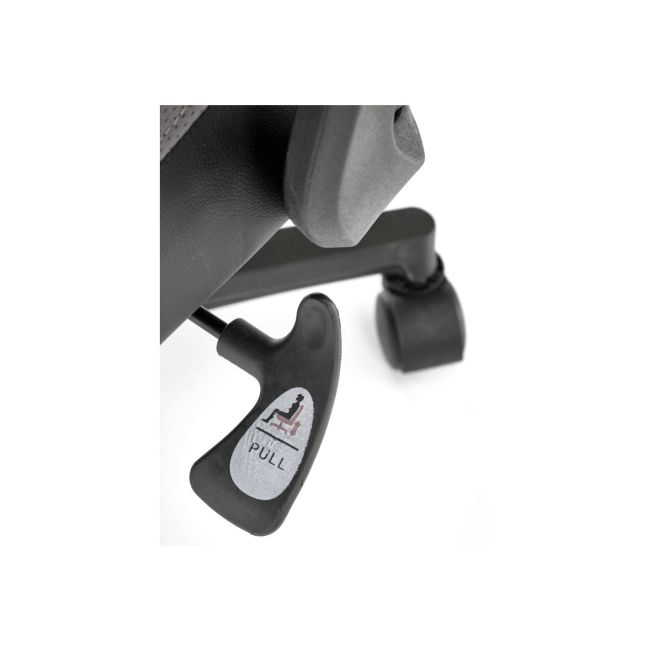 Scaun directorial hm chrono, suport lombar, mecanism de balans, tetiera reglabila, piele ecologica/stofa, 120 kg, gri/negru drm10152