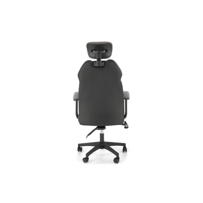 Scaun directorial hm chrono, suport lombar, mecanism de balans, tetiera reglabila, piele ecologica/stofa, 120 kg, gri/negru drm10152