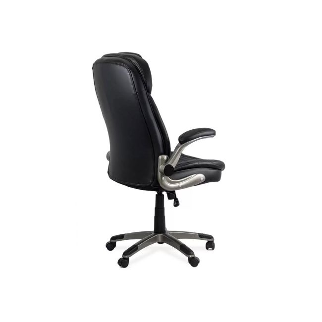 Scaun directorial off 320, piele ecologica, sezut cu arcuri, brate rabatabile, cadru polipropilena, 130 kg, negru drm10073