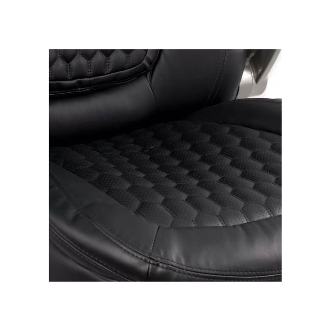 Scaun directorial off 320, piele ecologica, sezut cu arcuri, brate rabatabile, cadru polipropilena, 130 kg, negru drm10073