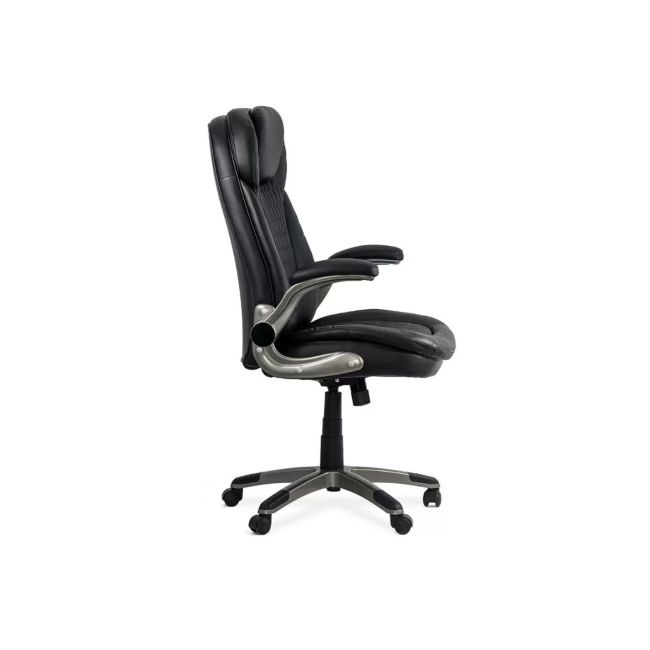Scaun directorial off 320, piele ecologica, sezut cu arcuri, brate rabatabile, cadru polipropilena, 130 kg, negru drm10073