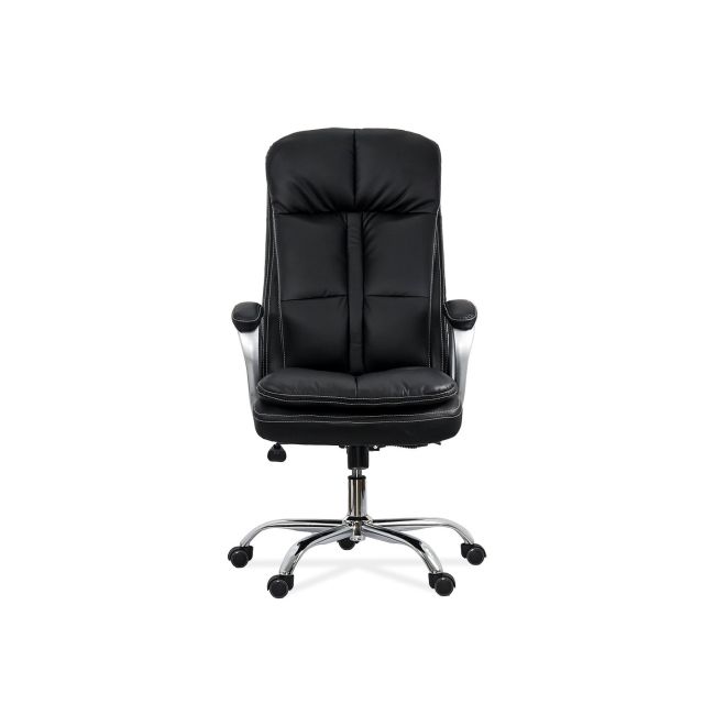Scaun directorial off 799, robust, piele ecologica, perne duble, baza cromata, mecanism multiblock, 200 kg drm10108