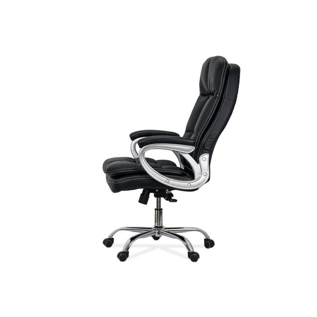 Scaun directorial off 799, robust, piele ecologica, perne duble, baza cromata, mecanism multiblock, 200 kg drm10108