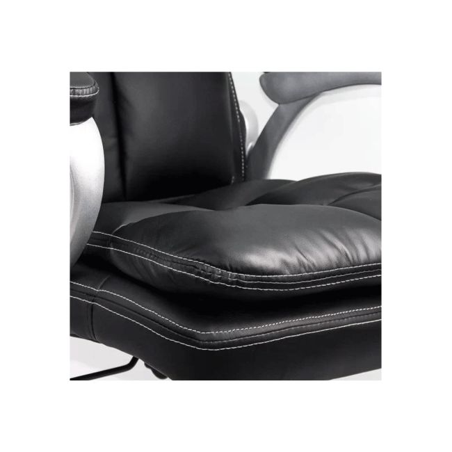 Scaun directorial off 799, robust, piele ecologica, perne duble, baza cromata, mecanism multiblock, 200 kg drm10108