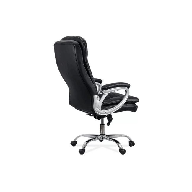 Scaun directorial off 799, robust, piele ecologica, perne duble, baza cromata, mecanism multiblock, 200 kg drm10108