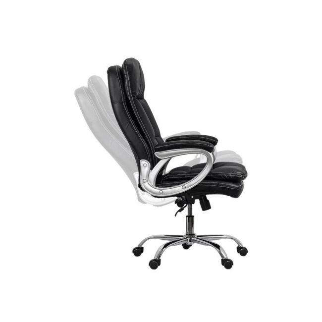 Scaun directorial off 799, robust, piele ecologica, perne duble, baza cromata, mecanism multiblock, 200 kg drm10108