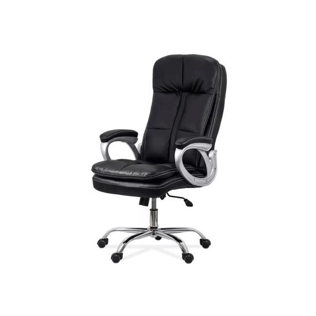 Scaun directorial off 799, robust, piele ecologica, perne duble, baza cromata, mecanism multiblock, 200 kg drm10108
