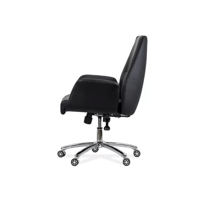 Scaun directorial off 800, durabil, piele ecologica, brate inalte, spatar rabatabil, baza cromata, 200 kg drm10109