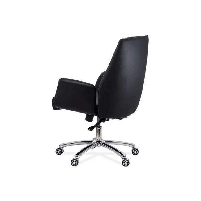 Scaun directorial off 800, durabil, piele ecologica, brate inalte, spatar rabatabil, baza cromata, 200 kg drm10109