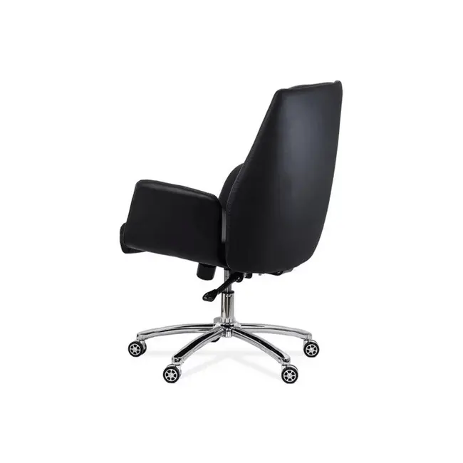 Scaun directorial off 800, durabil, piele ecologica, brate inalte, spatar rabatabil, baza cromata, 200 kg drm10109