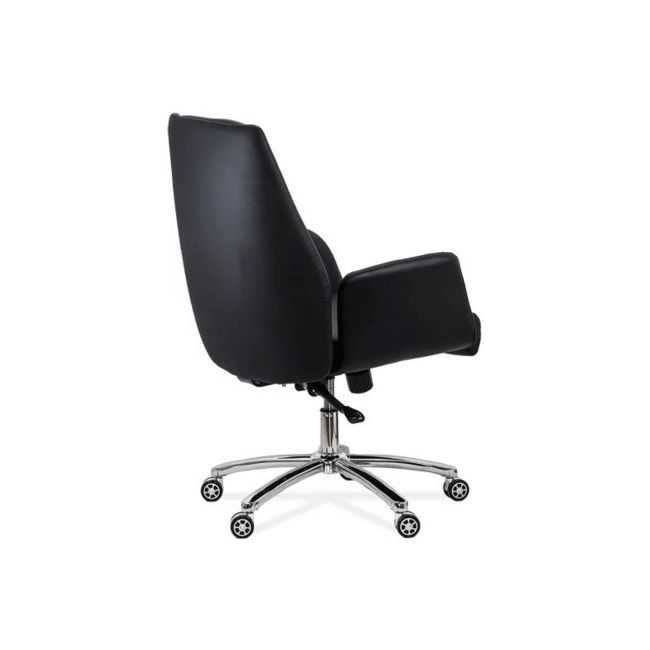 Scaun directorial off 800, durabil, piele ecologica, brate inalte, spatar rabatabil, baza cromata, 200 kg drm10109