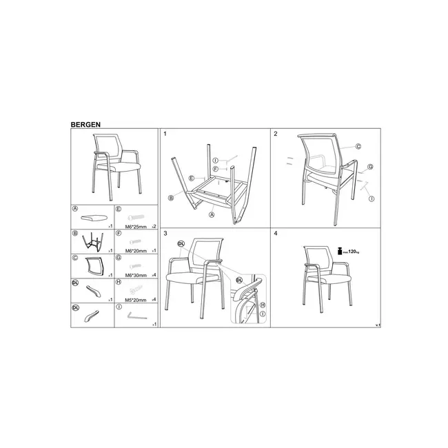 Scaun vizitator mesh hm bergen drm10167