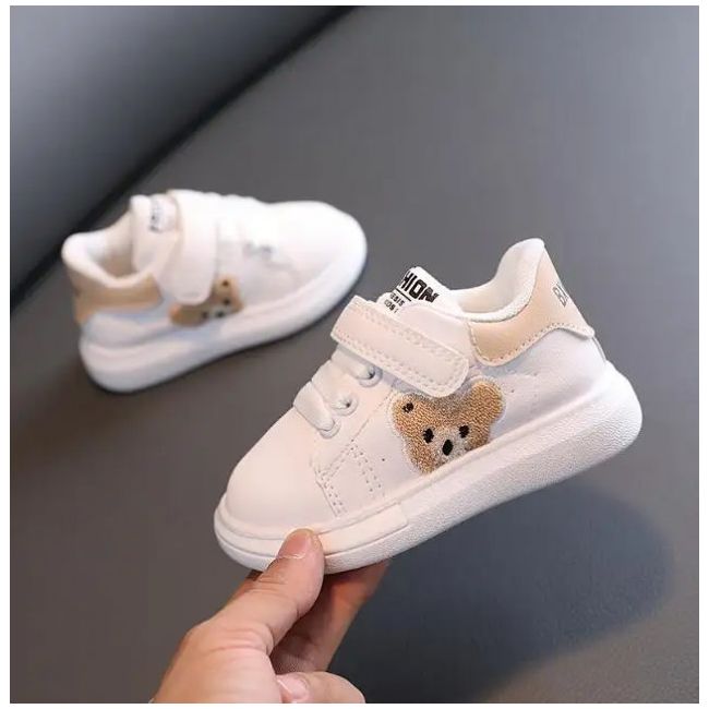 Adidasi albi cu insertie crem - Teddy MBB820M-1-c