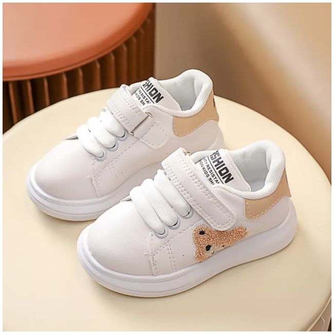 Adidasi albi cu insertie crem - Teddy MBB820M-1-c