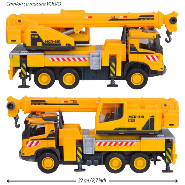 Camion cu macara majorette volvo truck crane cu lumini si sunete hubs213723004