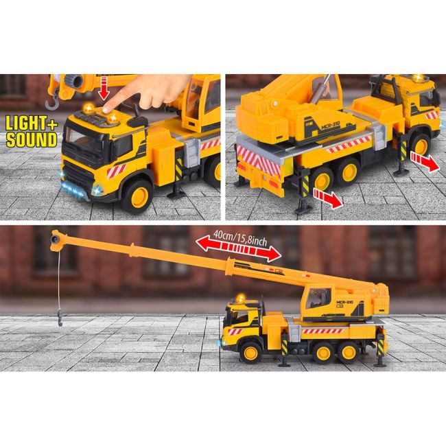 Camion cu macara majorette volvo truck crane cu lumini si sunete hubs213723004