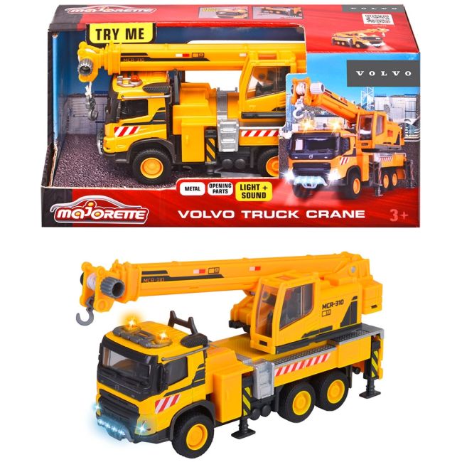 Camion cu macara majorette volvo truck crane cu lumini si sunete hubs213723004