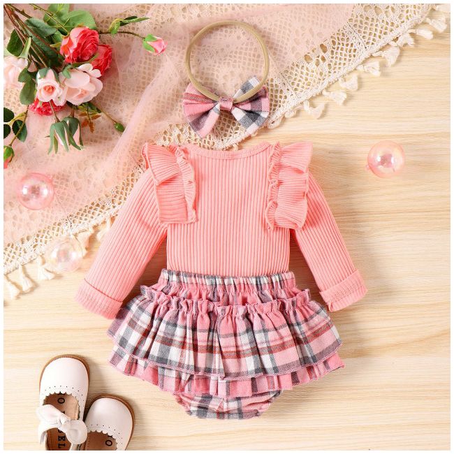 Costumas cu body roz pentru fetite - Lolita MD798-1-de2