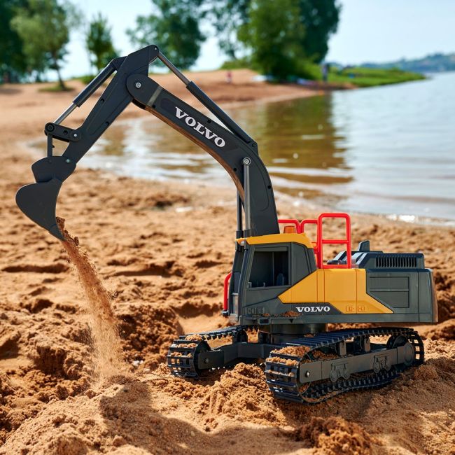 Excavator dickie toys volvo mining excavator 60 cm cu telecomanda, lumini si sunete gri hubs203729018onl