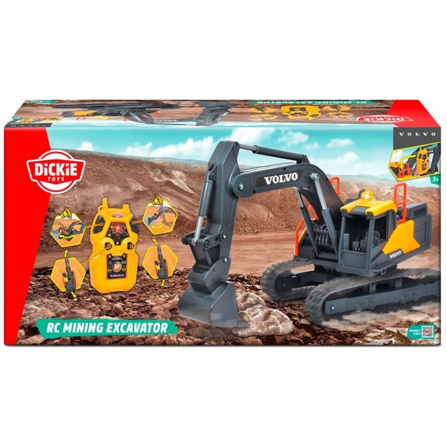 Excavator dickie toys volvo mining excavator 60 cm cu telecomanda, lumini si sunete gri hubs203729018onl