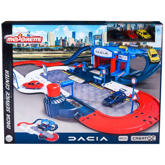 Pista de masini majorette dacia service center cu 3 masinute hubs212050010sro