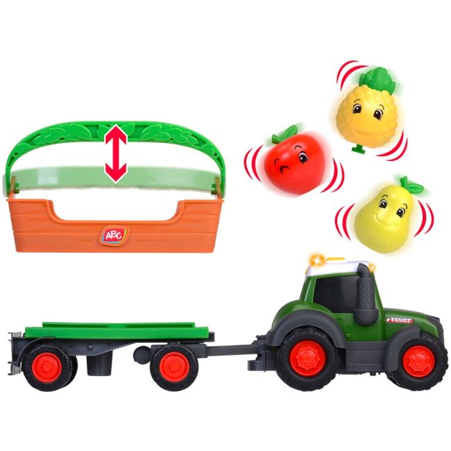 Tractor simba abc freddy fruit trailer 30 cm cu lumini, sunete si accesorii hubs204115006