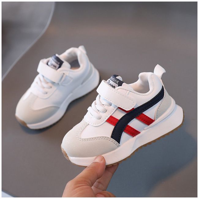 Adidasi albi cu insertii rosii si bleumarine - any (marime disponibila: marimea 22) mbmm227-1-p31.marimea 22
