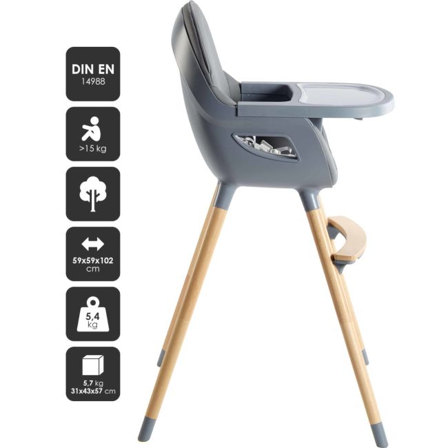 Babygo - scaun de masa transformabil scandi grey bbbbgo-5451