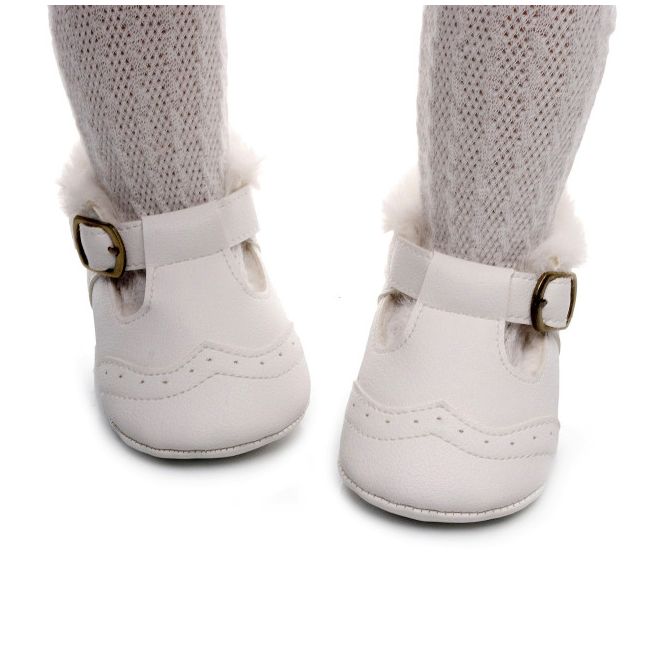 Pantofiori albi imblaniti pentru fetite - lilly (marime disponibila: 3-6 luni (marimea 18 incaltaminte)) lib150-2-p24.3-6 luni (marimea 18 incaltaminte)