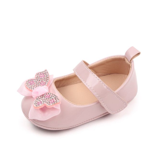 Pantofiori cu fluturas cu strasuri, roz, din lac MBBB3028-2-p24