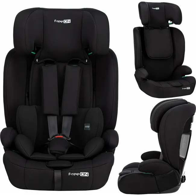 Scaun auto pentru copii, Uran, I-Size, 76 - 150 cm/ 1 - 12 ani, Cu tetiera reglabila in 14 pozitii, Conform cu standardul european de securitate ECE R129, FreeON, Black BYN49102