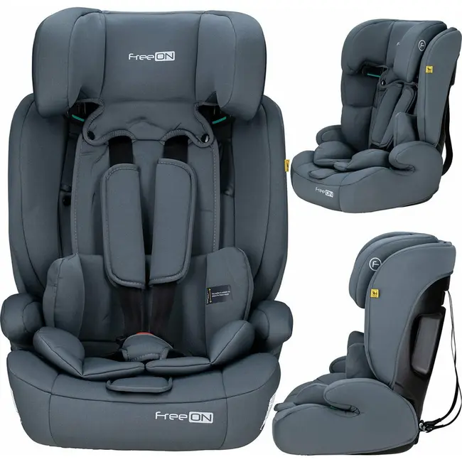Scaun auto pentru copii, Uran, I-Size, 76 - 150 cm/ 1 - 12 ani, Cu tetiera reglabila in 14 pozitii, Conform cu standardul european de securitate ECE R129, FreeON, Dark Grey BYN49119