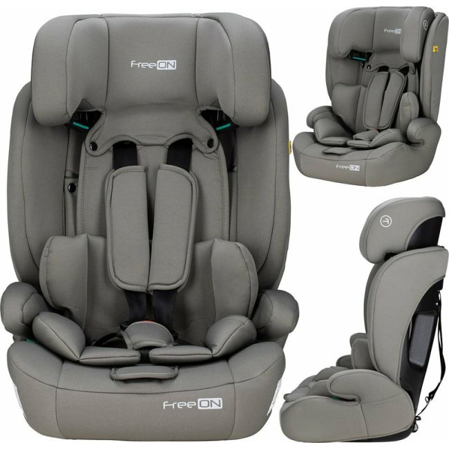 Scaun auto pentru copii, Uran, I-Size, 76 - 150 cm/ 1 - 12 ani, Cu tetiera reglabila in 14 pozitii, Conform cu standardul european de securitate ECE R129, FreeON, Khaki Grey BYN49126