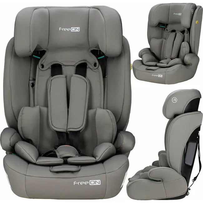 Scaun auto pentru copii, Uran, I-Size, 76 - 150 cm/ 1 - 12 ani, Cu tetiera reglabila in 14 pozitii, Conform cu standardul european de securitate ECE R129, FreeON, Khaki Grey BYN49126