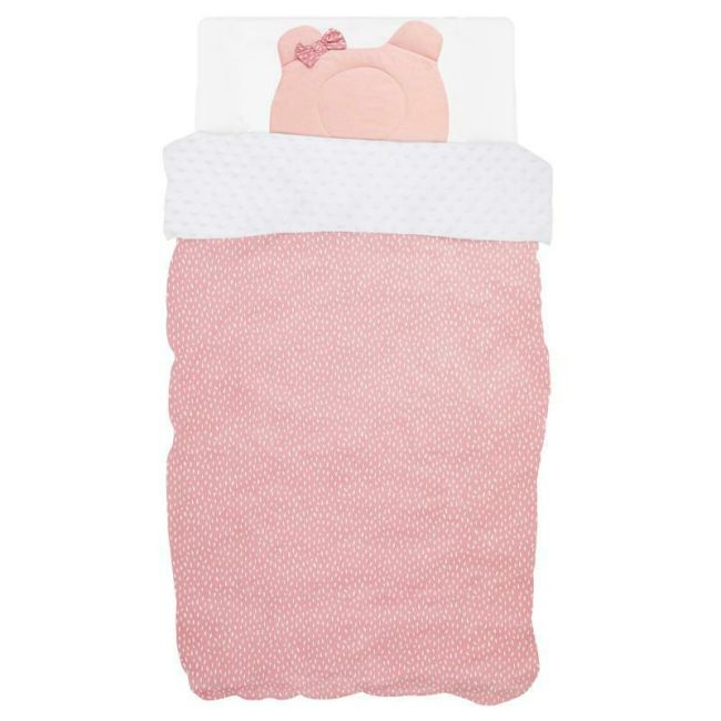 Set lenjerie patut 12 piese, Cu 8 aparatori laterale, Pernuta, Paturica, Husa pentru paturica, Cearceaf pentru saltele 120x60 cm sau 140x70 cm, Bubaba, Sleep Quardian Pink BYN45043
