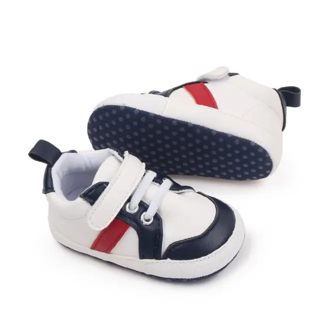 Adidasi albi cu insertii bleumarine - Stock LIBHM3009-3-p24