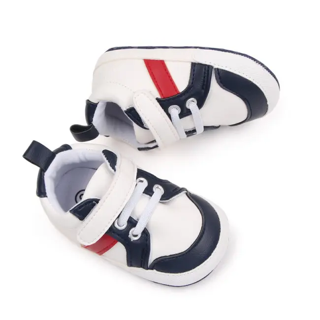 Adidasi albi cu insertii bleumarine - Stock LIBHM3009-3-p24