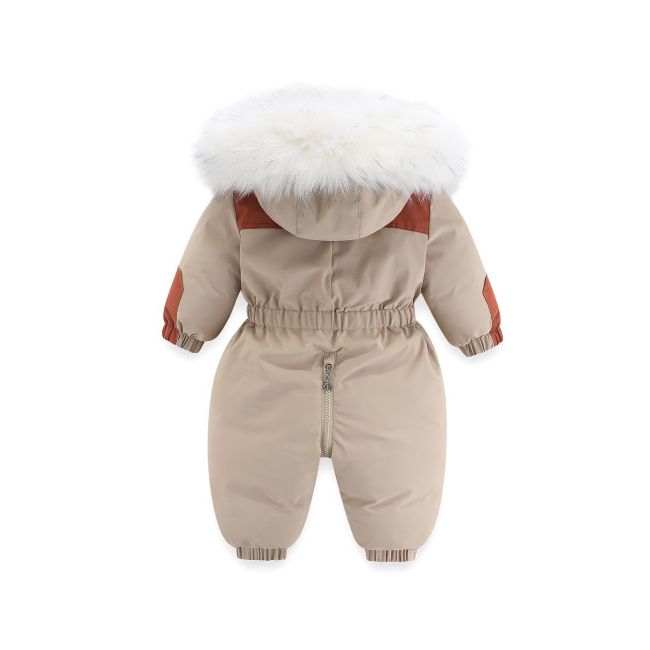 Combinezon crem cu maro din fas impermeabil pentru copii MD915-2-cd