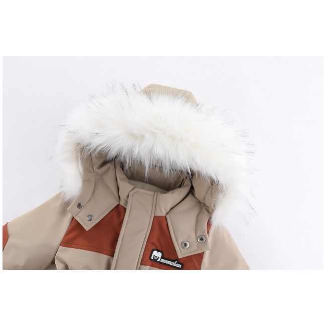 Combinezon crem cu maro din fas impermeabil pentru copii MD915-2-cd
